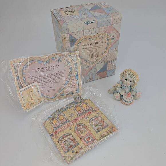 Calico Kittens Birthday Cat Feline Figurine Sew Happy It's Your Birthday 625965 - Picture 1 of 10